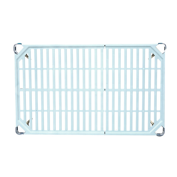 A white plastic platform with metal bars for the MetroMax Q shelving.