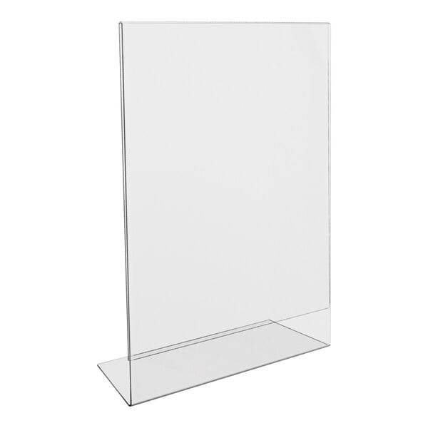 Deflecto 69701 Classic Image 8 1/2" x 11" Portrait Clear Slanted Sign Holder / Displayette