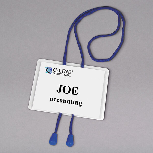 CLine Products 96053 4" x 3" Clear Top Load Bolo Cord Name Badge