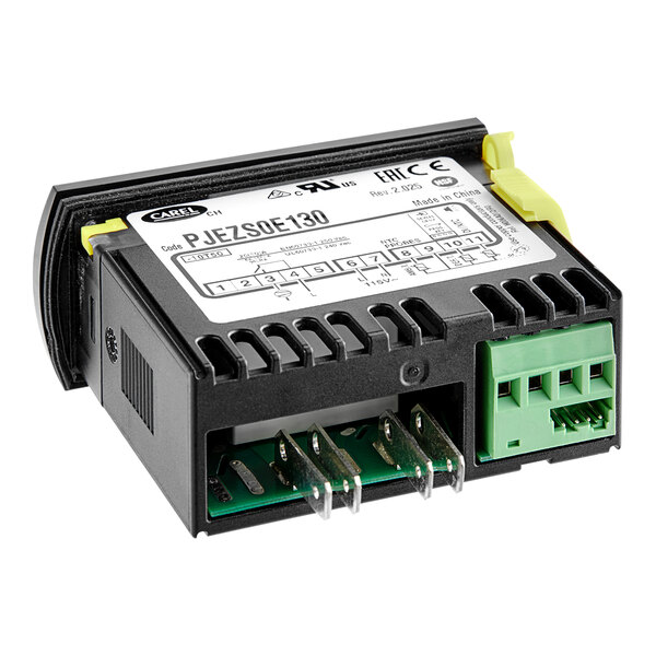 An Avantco refrigerator control board with green and yellow buttons.