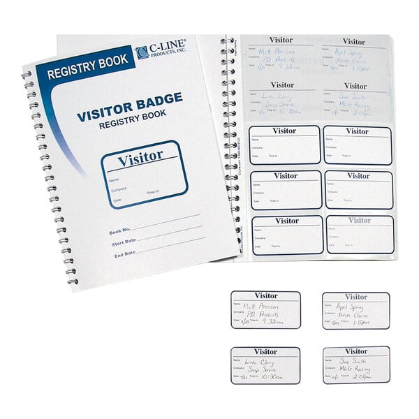 C-Line Products 97030 3 1/2" x 2" Visitor Name Badges with Registry Log Book