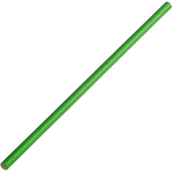 A green paper stick on a white background.
