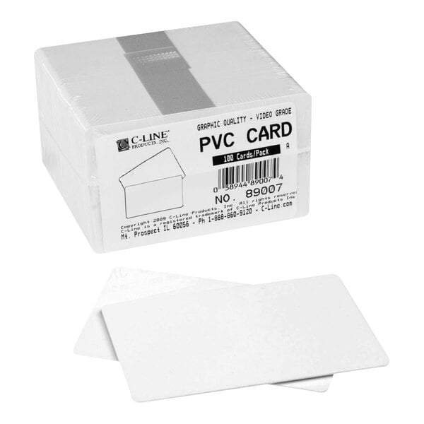 C-Line 89007 2 1/8" x 3 3/8" White PVC Card   - 100/Pack