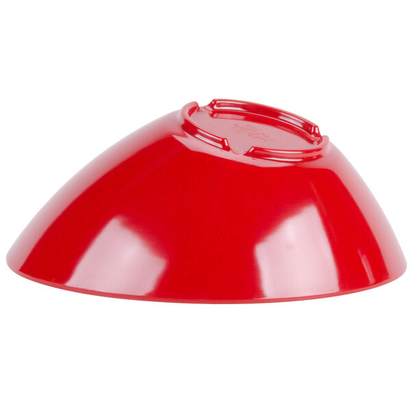 A red slanted melamine bowl.