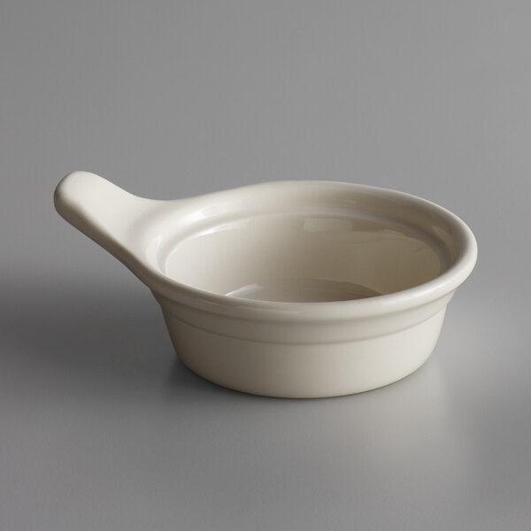 a close up of a white bowl