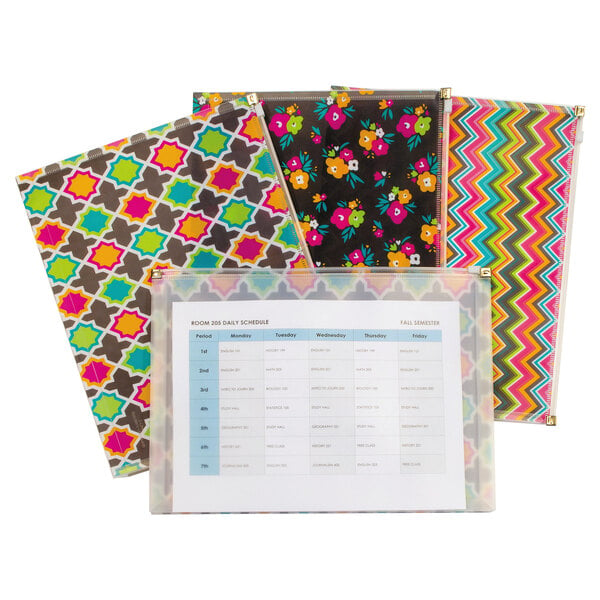 A group of C-Line Zip 'N Go fashion reusable envelopes in assorted colors.