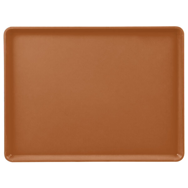 a brown rectangular tray with a white border