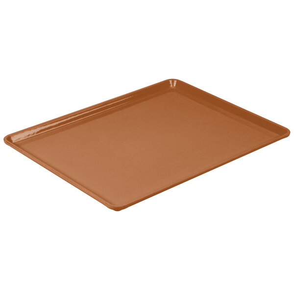 a brown tray on a white background