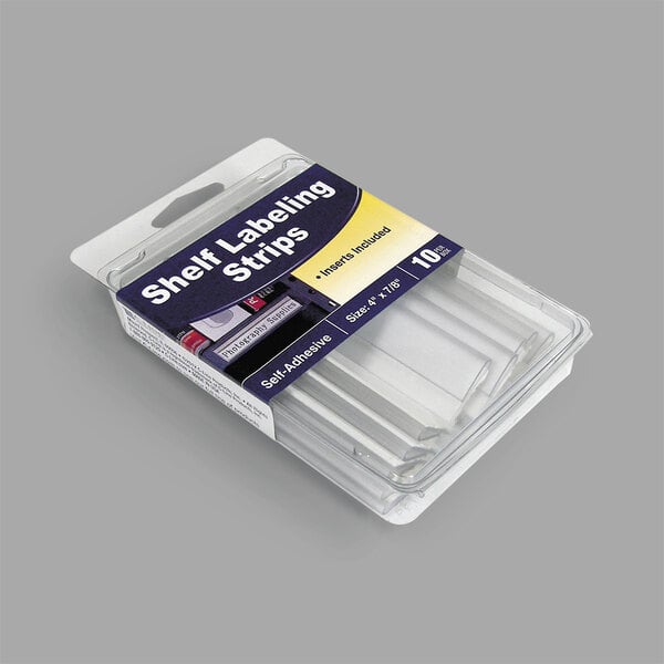 A package of clear plastic C-Line shelf labeling strips.