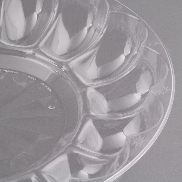 A clear Fineline plastic egg tray with 15 slots.