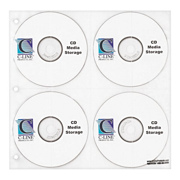 C-Line 61948 10 1/4" x 10 1/4" Deluxe 8-CD Clear Polypropylene Binder Page - 5/Pack