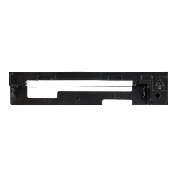 A rectangular black plastic component with a large horizontal cutout in the center, likely part of a printer ribbon cartridge.