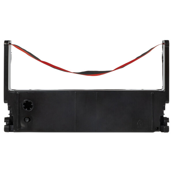 A black plastic box with a Point Plus black and red ink ribbon inside.