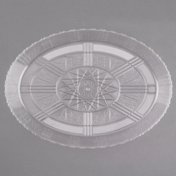 a clear plastic plate with a pattern