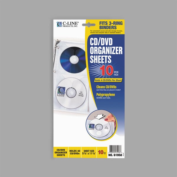 A package of C-Line Deluxe clear polypropylene CD organizer sheets.