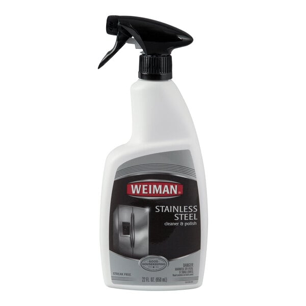 A 22 oz. trigger spray bottle of Weiman stainless steel cleaner and polish.
