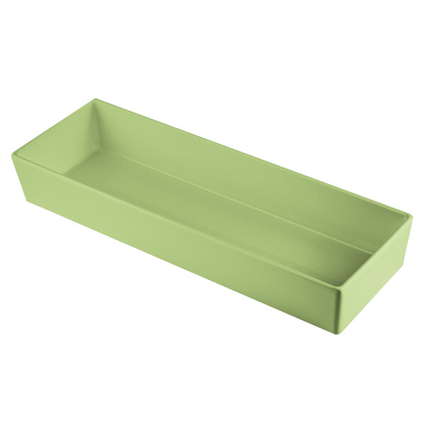 a green rectangular plastic container