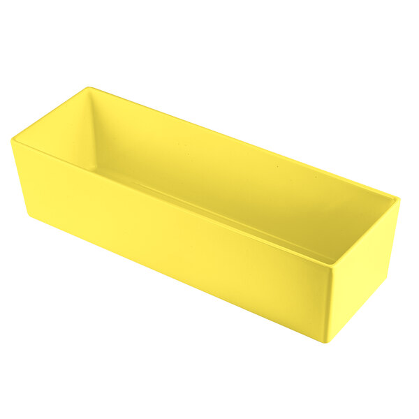 A yellow rectangular Tablecraft bowl.