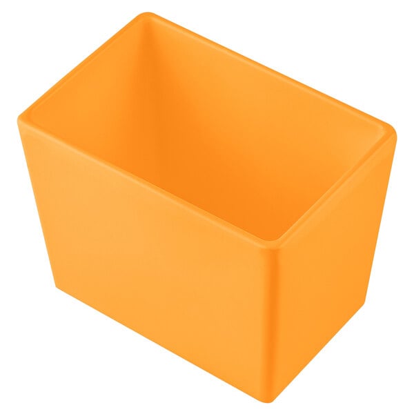 an orange square container