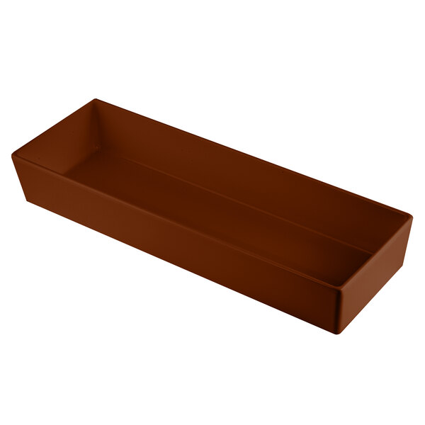 A brown rectangular Tablecraft bowl.