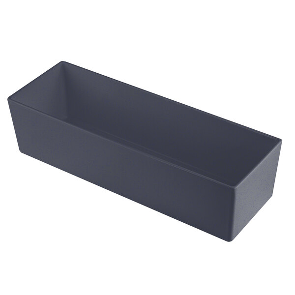 a rectangular black container with a white background