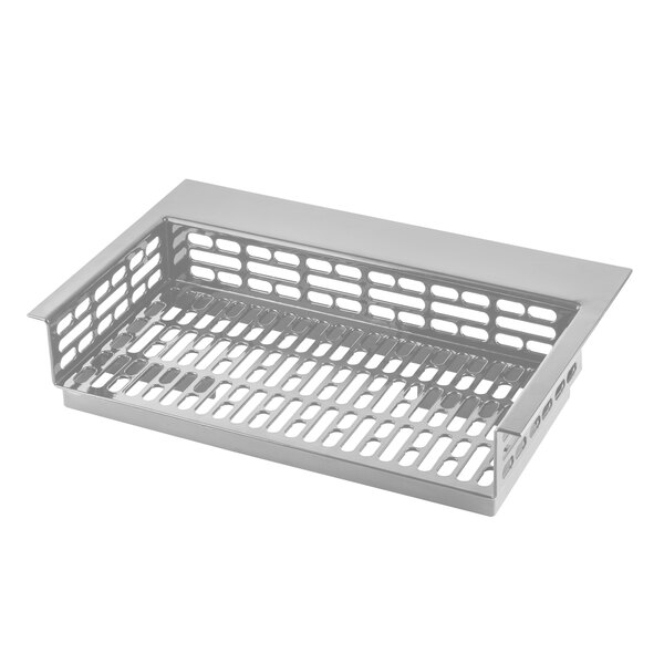 a metal tray with holes