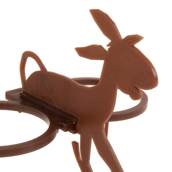 A brown plastic caddy with a cartoon donkey face.