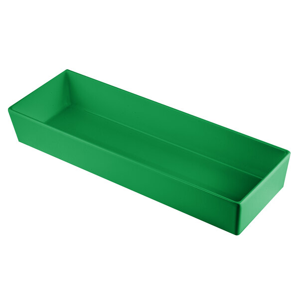 A green rectangular Tablecraft bowl.