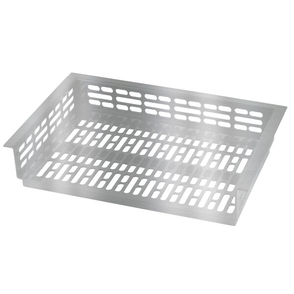 a white plastic basket with holes