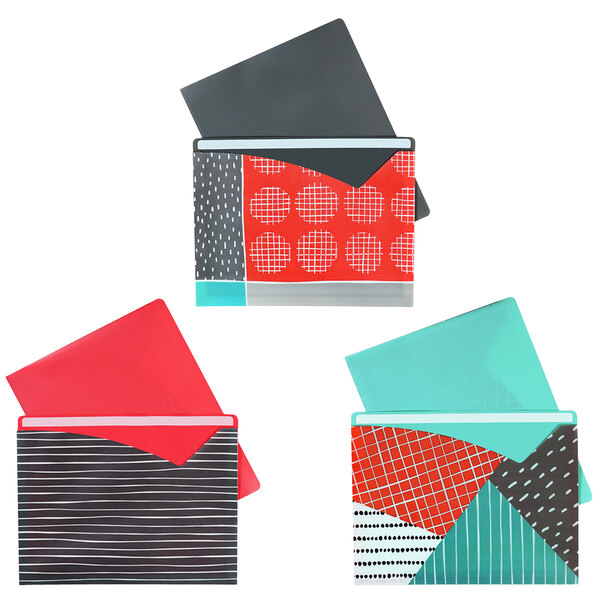 C-Line assorted color patterned poly file jackets.