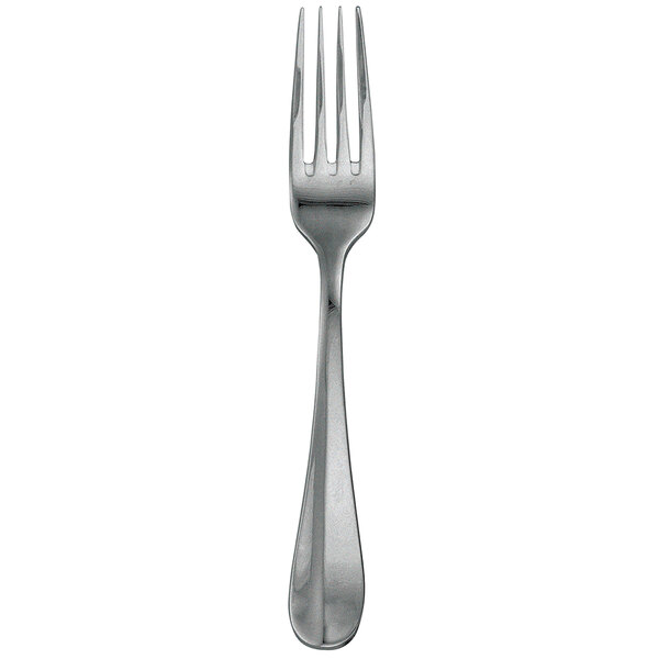 A close-up of a Walco stainless steel dinner fork with a fieldstone finish.