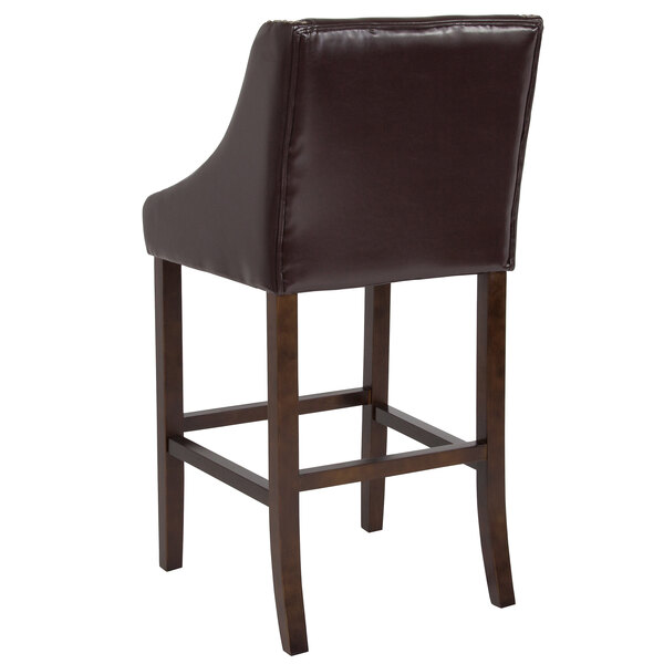 Flash Furniture Ch 182020 30 Bn Gg Carmel Series Brown Leather Bar Stool With Walnut Frame And Nail Trim Accent