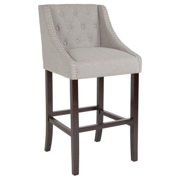 Flash Furniture Ch 182020 T 30 Ltgy F Gg Carmel Series Light Gray Flash Furniture Ch 182020 T 30 Ltgy F Gg Carmel Series Light Gray Tufted Fabric Bar Stool