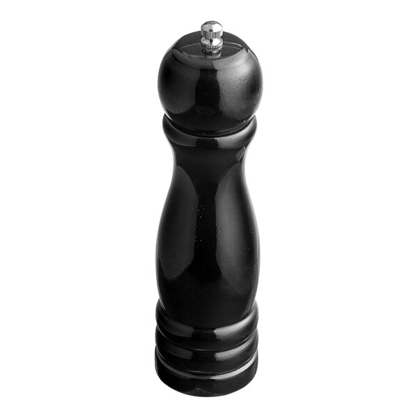 An Acopa black wooden salt and pepper mill with a silver top.