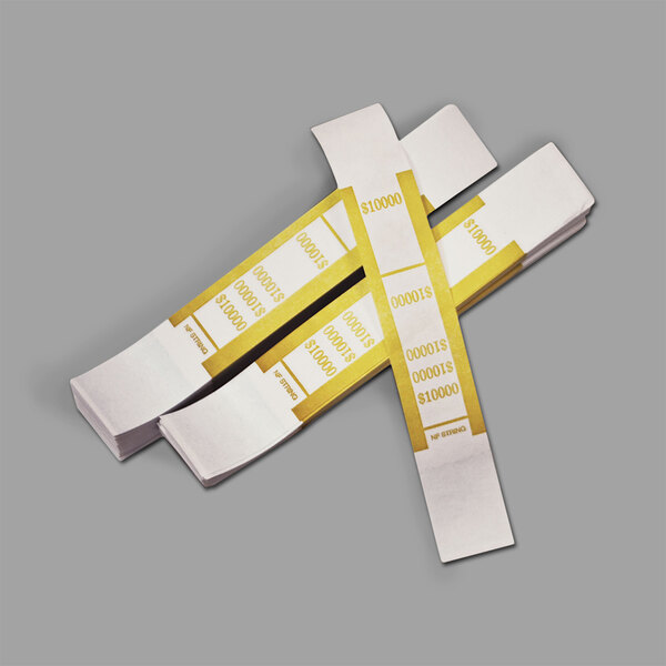 PM Company 55010 Mustard Self-Adhesive $10,000 Currency Strap - 1000/Pack