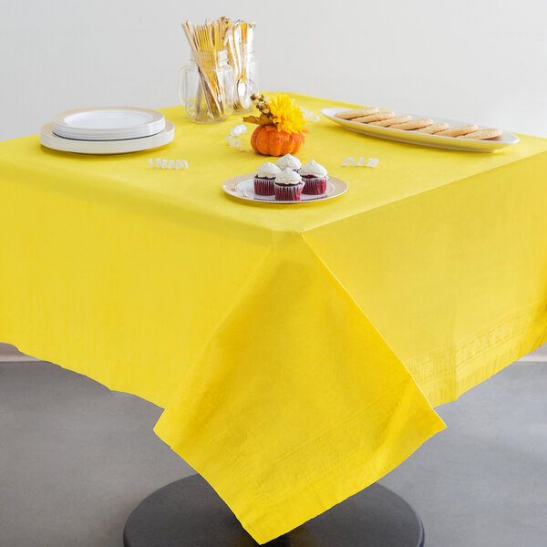 Hoffmaster 220440 54" x 54" Cellutex Sun Yellow Tissue / Poly Paper Table Cover 50/Case