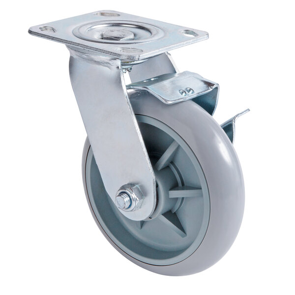 Lavex Swivel Plate Caster with Brake for Locking Housekeeping Carts