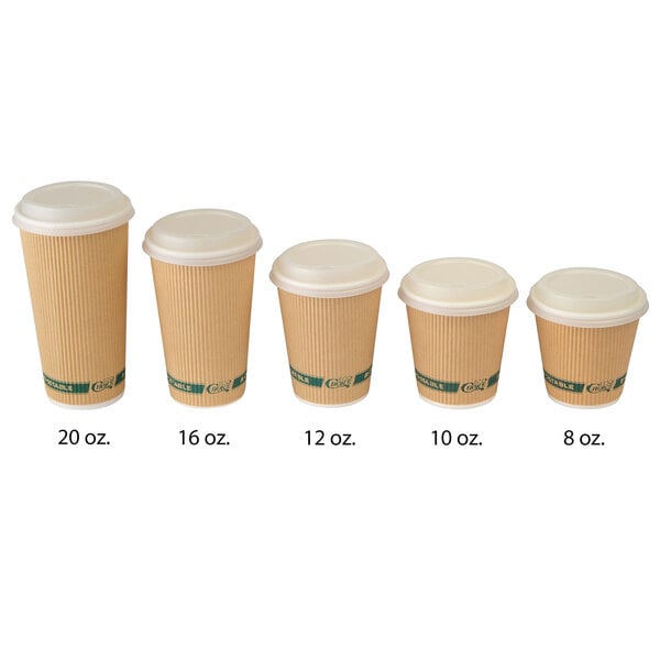 EcoChoice 12 oz. Sleeveless Kraft Paper Hot Cup and Lid - 100/Pack