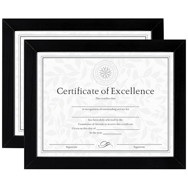 Dax N15832 8 12 X 11 Black Wood Document Certificate Frame Set 2set