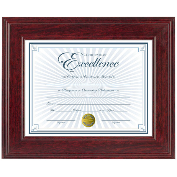 Dax N15787nt 8 12 X 11 Mahogany Plastic Document Certificate Frame