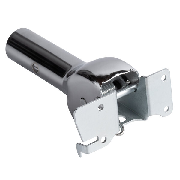 A chrome metal socket with a metal spring on a metal pole.