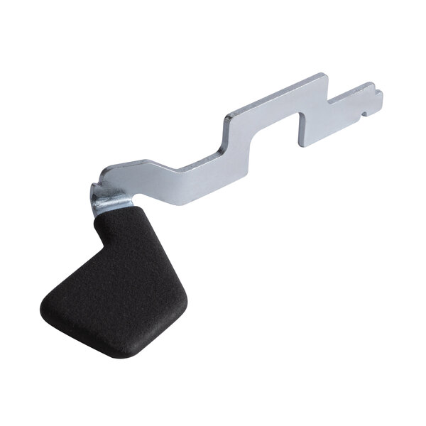 A Lavex metal foot pedal with a black and silver knob.
