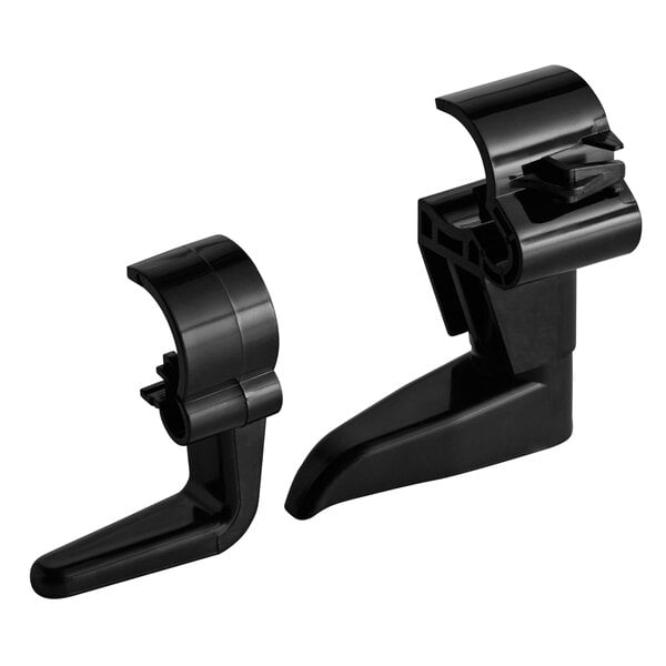 A black plastic cord retainer set with a black handle.