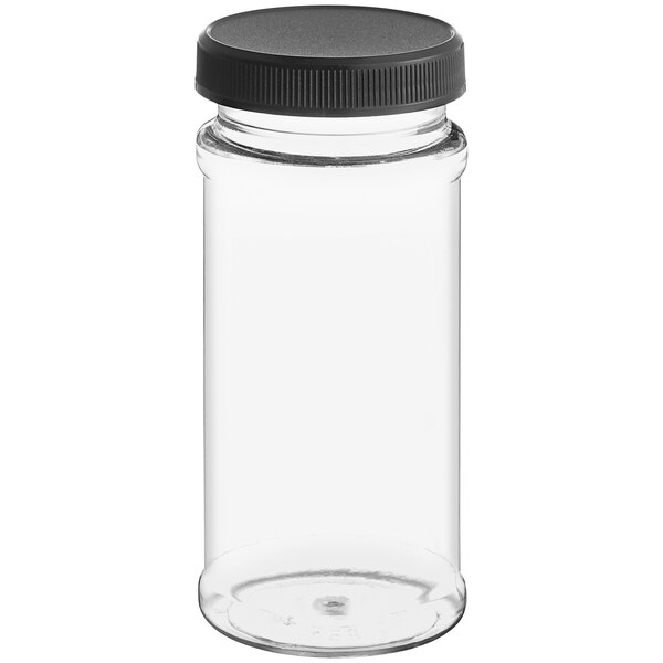 16 oz. CLEAR PET Plastic Oblong Spice Jars w/ 53-485 Finish