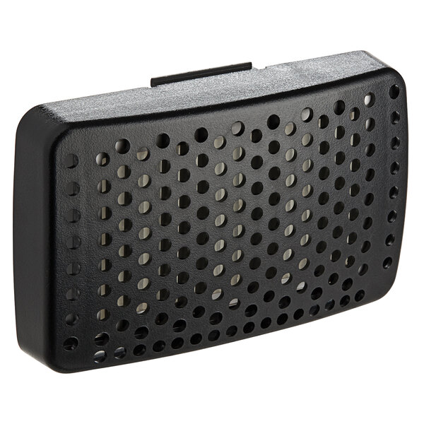 A black rectangular Lavex HEPA filter with holes.