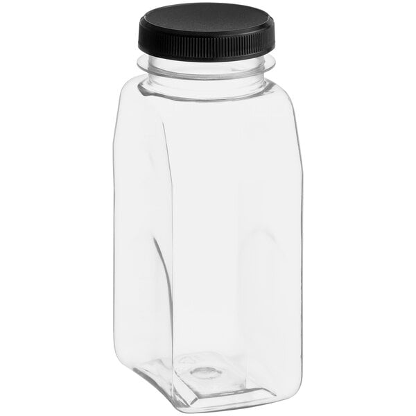 Plastic Spice Jars - 16 oz, Unlined, Black Cap