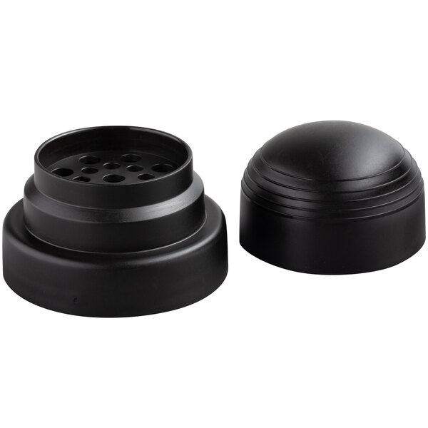 A black round Libbey shaker cap with holes.