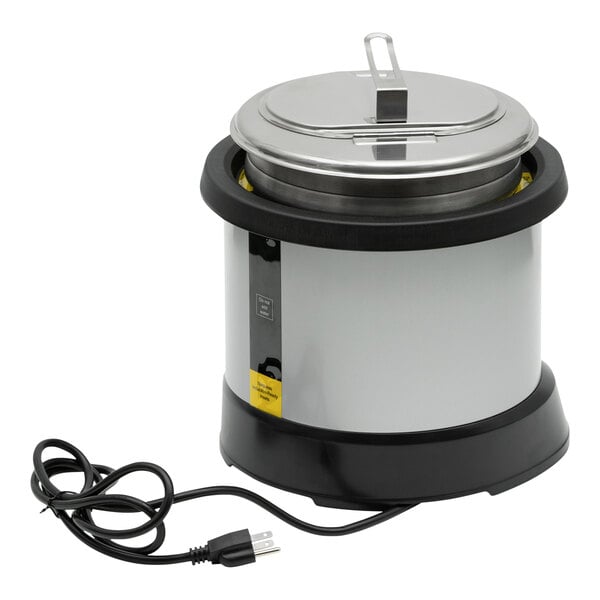 A Vollrath Mirage countertop induction rethermalizer with a cord attached.