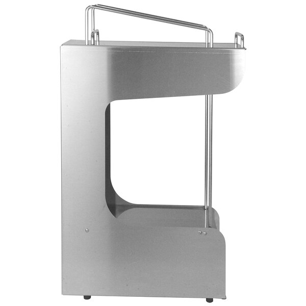 A silver metal rack with a handle for Bunn TDO-N tea dispensers.