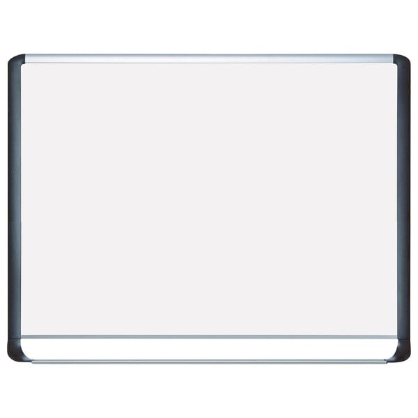 A MasterVision whiteboard with a black frame.